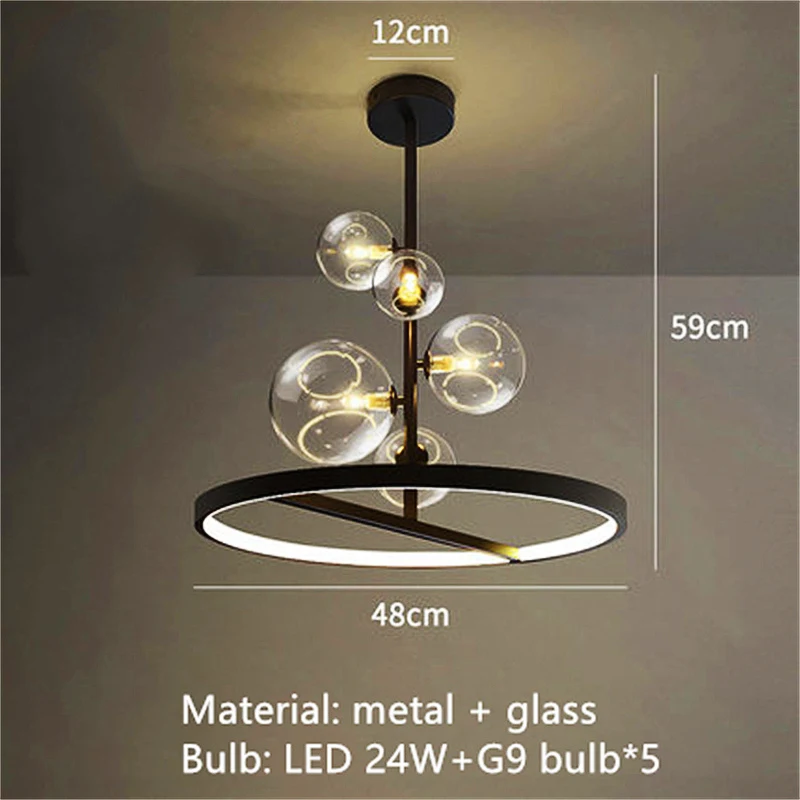 Nordic Designer Bubble Ball Dining Table Chandelier Restaurant Living Room Bar Creative Personality Glass Lighting Fixtures chandelier light Chandeliers