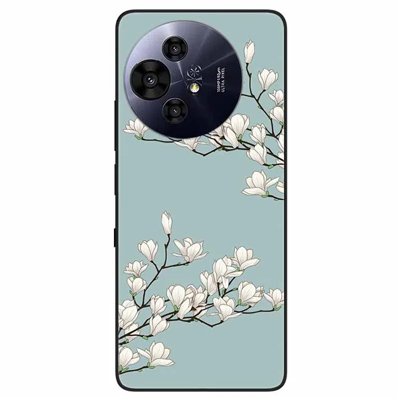 Floral Relief Painted Soft Silicone Phone Case - 6.8