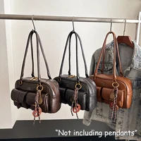 Women's Retro Solid Color Pu Leather Shoulder Bag with Multiple Pockets, Large Capacity, Exquisite and Fashionable Handbag - Image 3