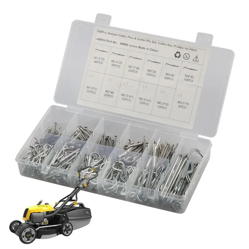 

R Clips For Hitch Stainless Steel R Clips Cotter Pins 12 Sizes Hardware Pins Towing Hitch Clips For Lawn Mowers Machinery Trucks