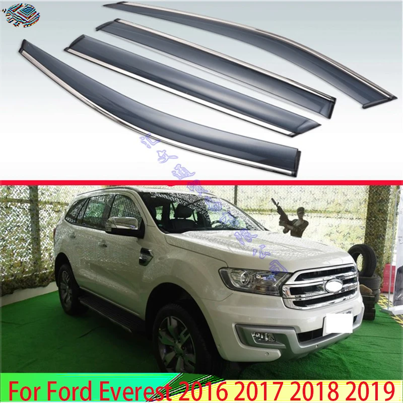 

For Ford Everest 2016 2017 2018 2019 Plastic Exterior Visor Vent Shades Window Sun Rain Guard Deflector 4pcs