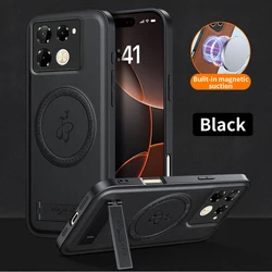 Leather Stand Case with Magnetic Cover and Shockproof Full Camera Protection for Infinix Note 50X 5G (Black)