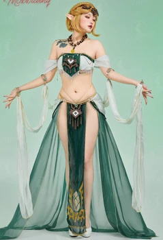 Mobbunny Women's Princess Derivative Women  Dance Style Lingerie Costume Short Top and Skirt with Headpiece Necklace 1