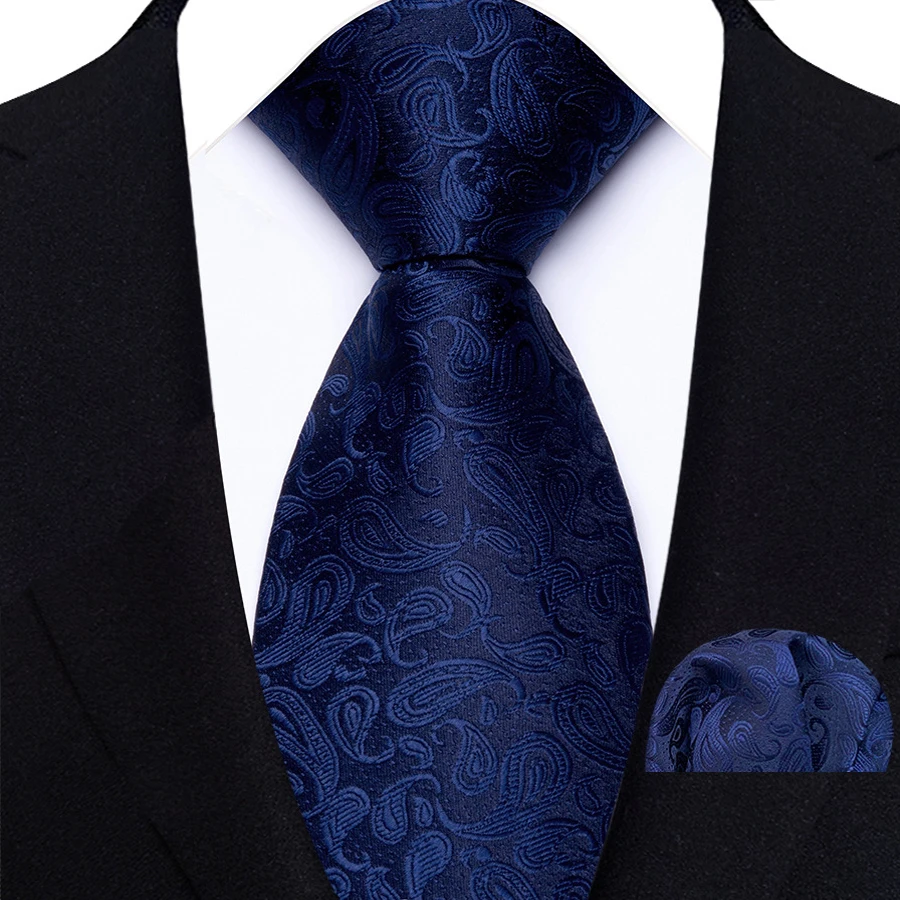 Luxuriöses 8-cm-Krawatten-Taschentuch-Set für Herren, gepunktet, kariert, Schwarz, Marineblau, Rot, Jacquard-Krawatte für Männer, Hochzeit, Business, Party, Geschenk – Detail 8