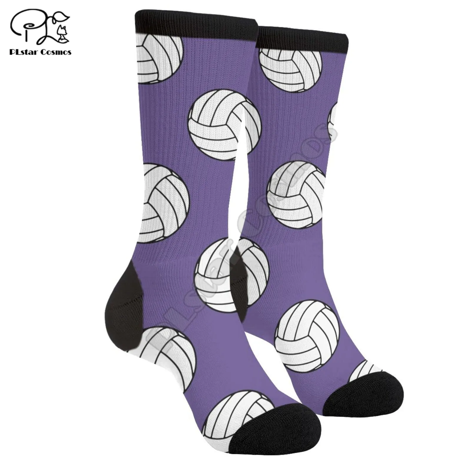 Blanco Voleibol Morado Calzini Calzini In Cotone Stampato In 3D Calza Calda Di Marca Colorata Unisex Crew Novità Calzino