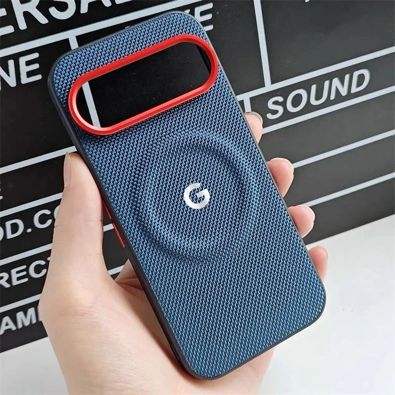 Premium Woven Fabric Magnetic Phone Case with Alloy Lens Frame and Shockproof Protection