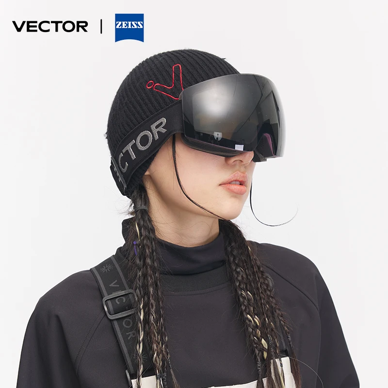 VECTOR Adult Curved Column Exchange Double Lens Zeiss Snow Glasses UV400 Ski Goggles Double Layers Anti-fog Snowboard Men Women