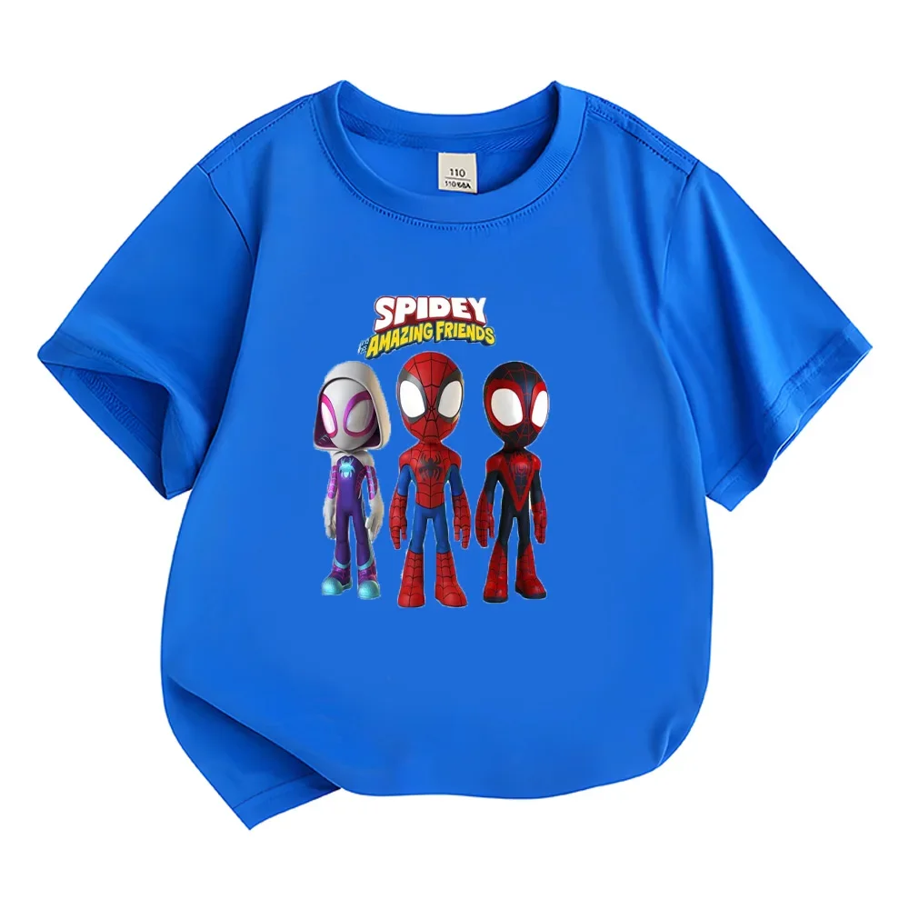 Spidey and His Amazing Friends T-shirts Summer Comfortable Children's Cotton Tops New Pattern Boys Girls Short Sleeve Tshirts 6