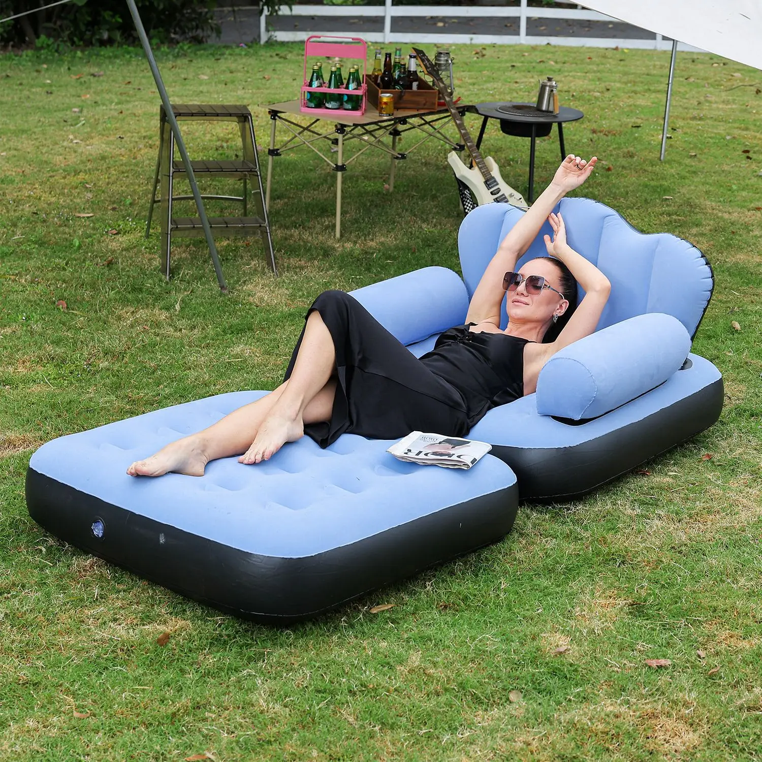 Outdoor Seat Inflatable Sofa Home Lazy Inflatable Sofa Bed Camping Mattress Foldable Air Mattress