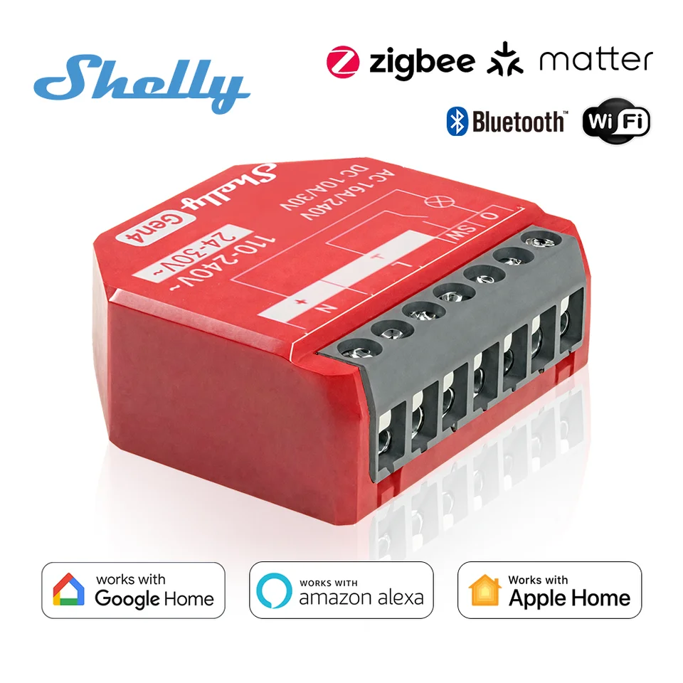 Shelly 1 Gen3 - Smart Relay 16A AC/DC WiFi/BT + Cont. Pulito