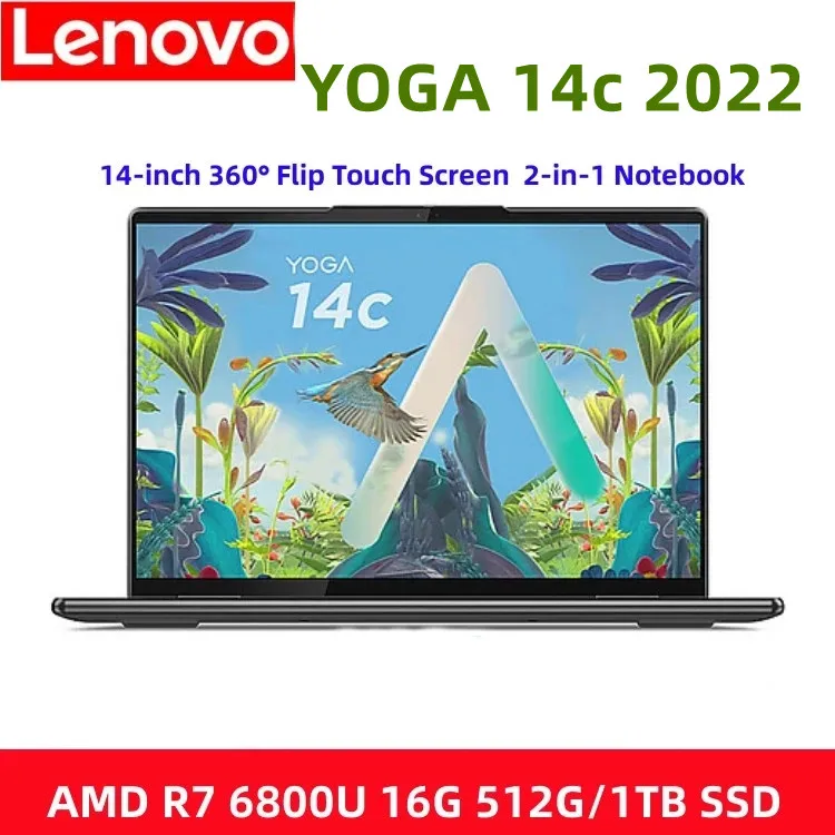 레노버 요가 14c 노트북, 라이젠 에디션, 2022 R5-6600U, R7-6800U, 16G, 512G, 1TB, 2TB, 2.2K 터치 스크린, 비즈니스 얇은 경량 노트북 PC