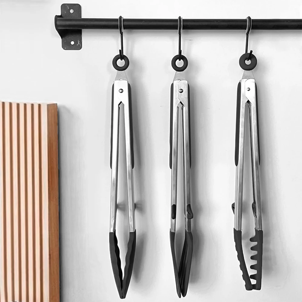 LMETJMA Kitchen Tongs Silicone Food Tongs Non Stick Cooking Serving Tongs For BBQ Salad Steak Pasta Spaghetti Noodles JT302 5