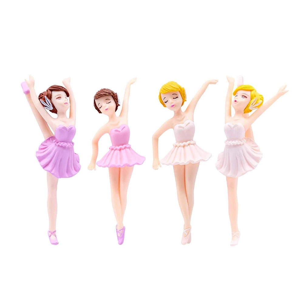 4 Pezzi In Miniatura Ballet Girl Figure Desktop Collection Cake Decoration, Ballerina Girl Cake Topper Plant Pot Decoration