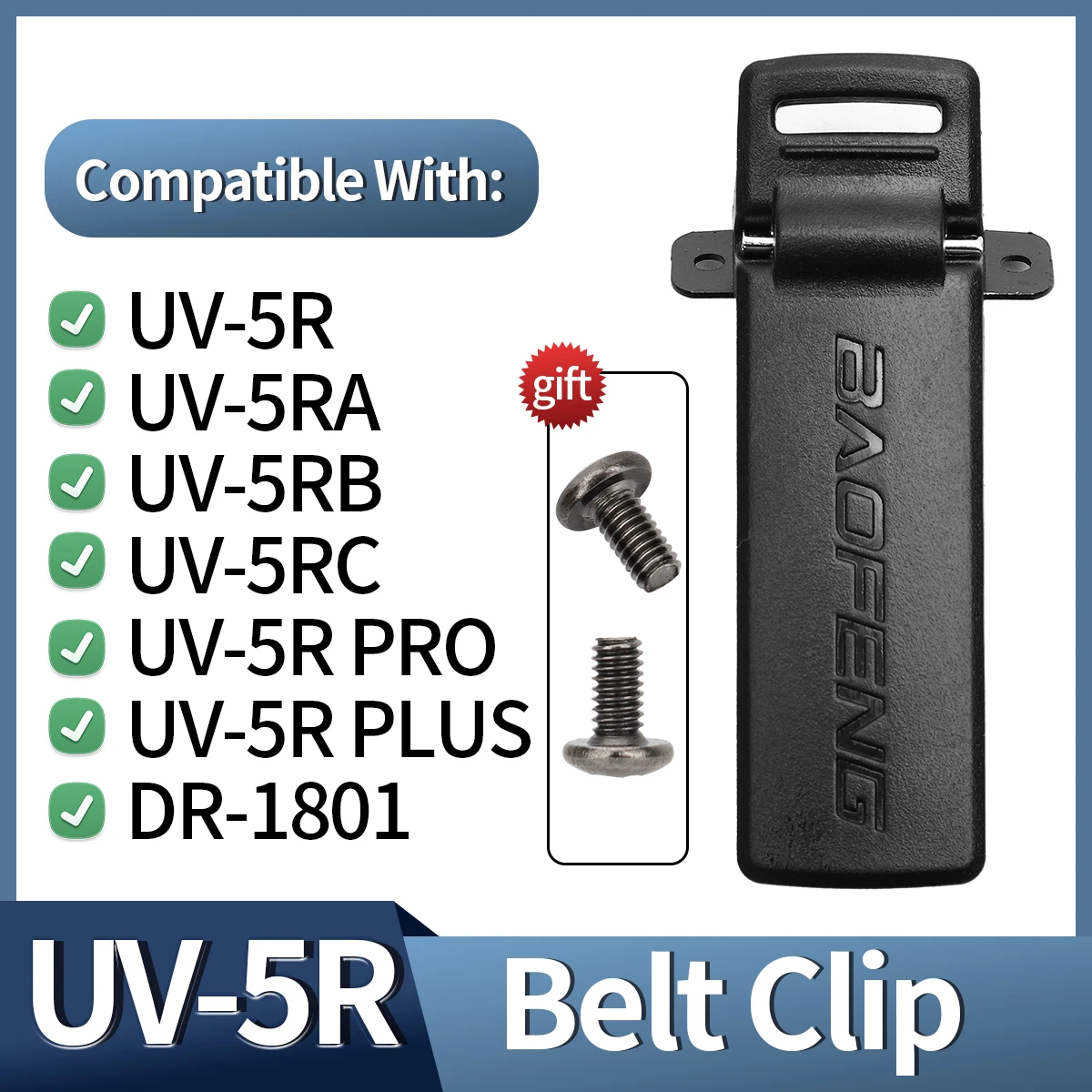 Original Baofeng Walkie Talkie Belt Clip with Screws (1/2 pcs)