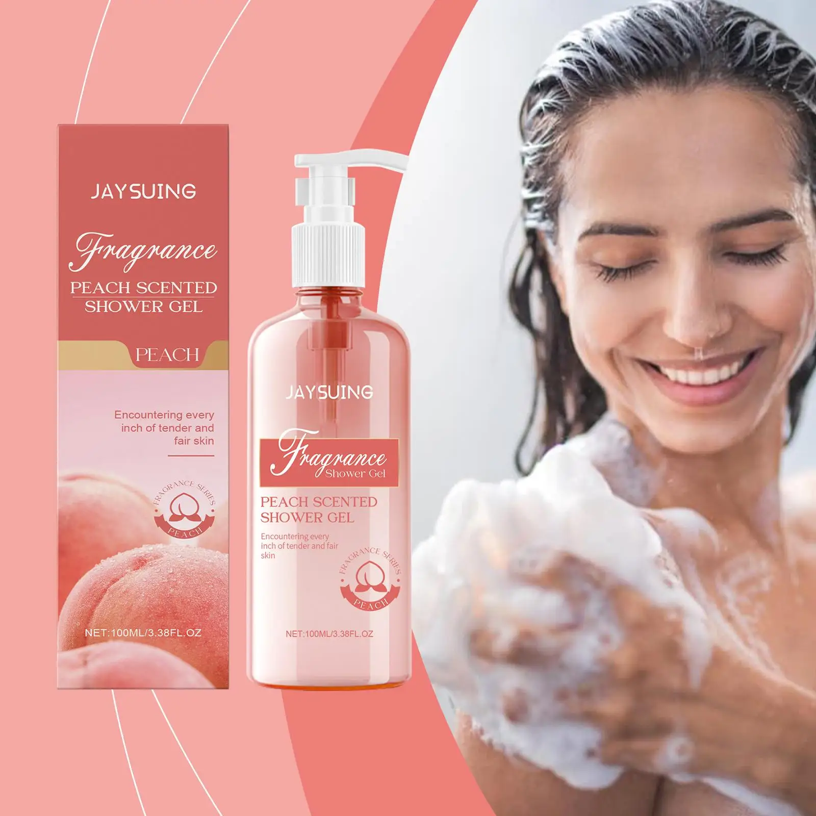 Ladies White Peach Shower Gel Girls Clean Shower Gel Lasting Fresh Body Smell