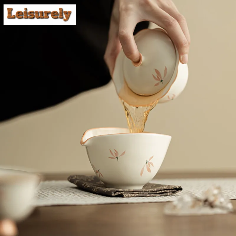 125ml Orchid Wind Chime Flat Boat Tea Pitcher Divide Tea Cha Hai Dispenser Justice Cup Fair Mug Tea Ceremony Gift Accessories