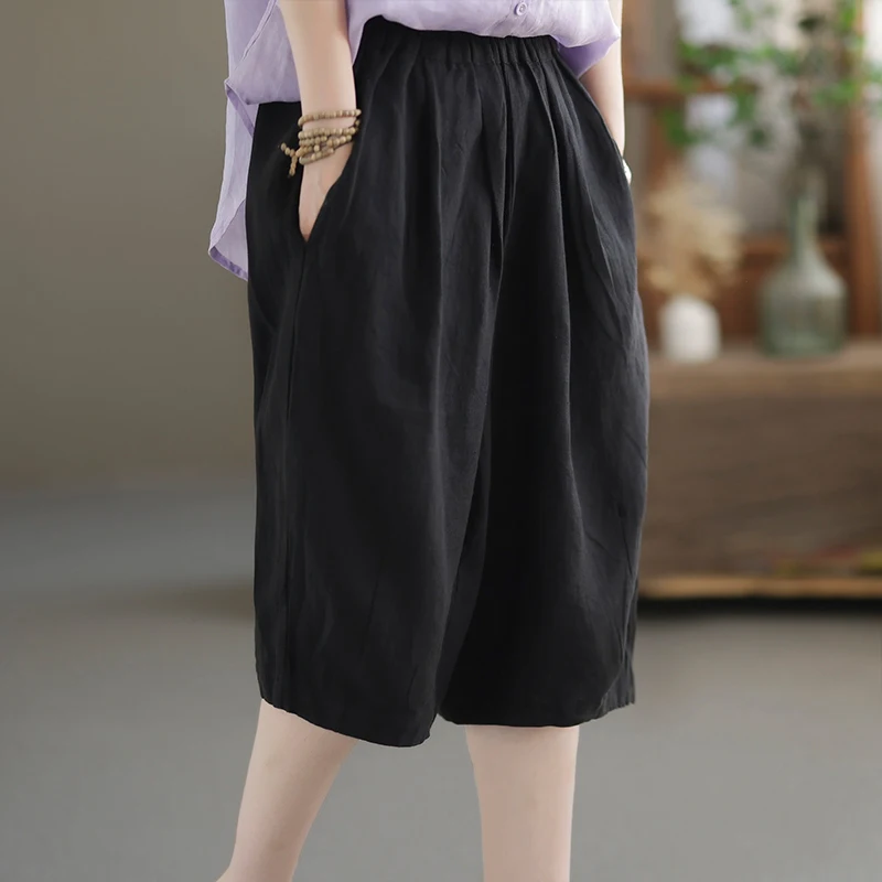 Summer Street Hipster Knee Pants Office Lady Elegant All Match Preppy Style Mid Waist Loose Casual Elastic Cargo Women's Pants