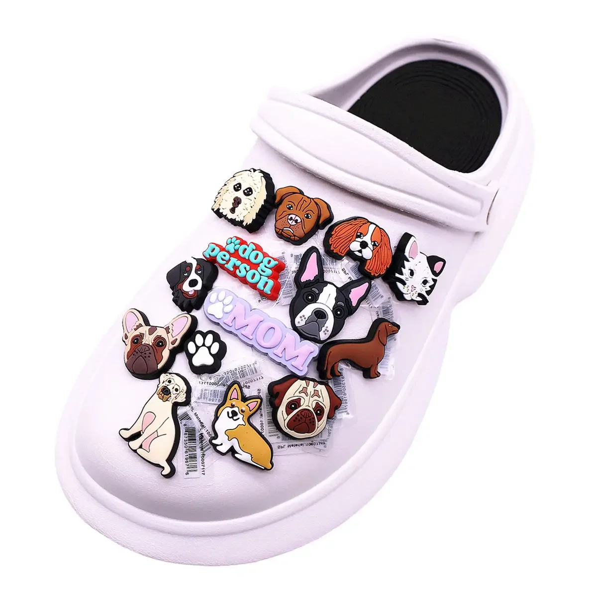 Shoe charms shoe decorations 1pcs Original Cute Pets PVC Shoe Charms Funny Pug Designer Sandal Upper Decoration Accessories Bulldog Dog Cat Clog Pins Buckle