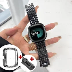 Elegant Octagon Stainless Steel Strap for Fitbit Wristbands Replacement Bracelet (Black and Case)