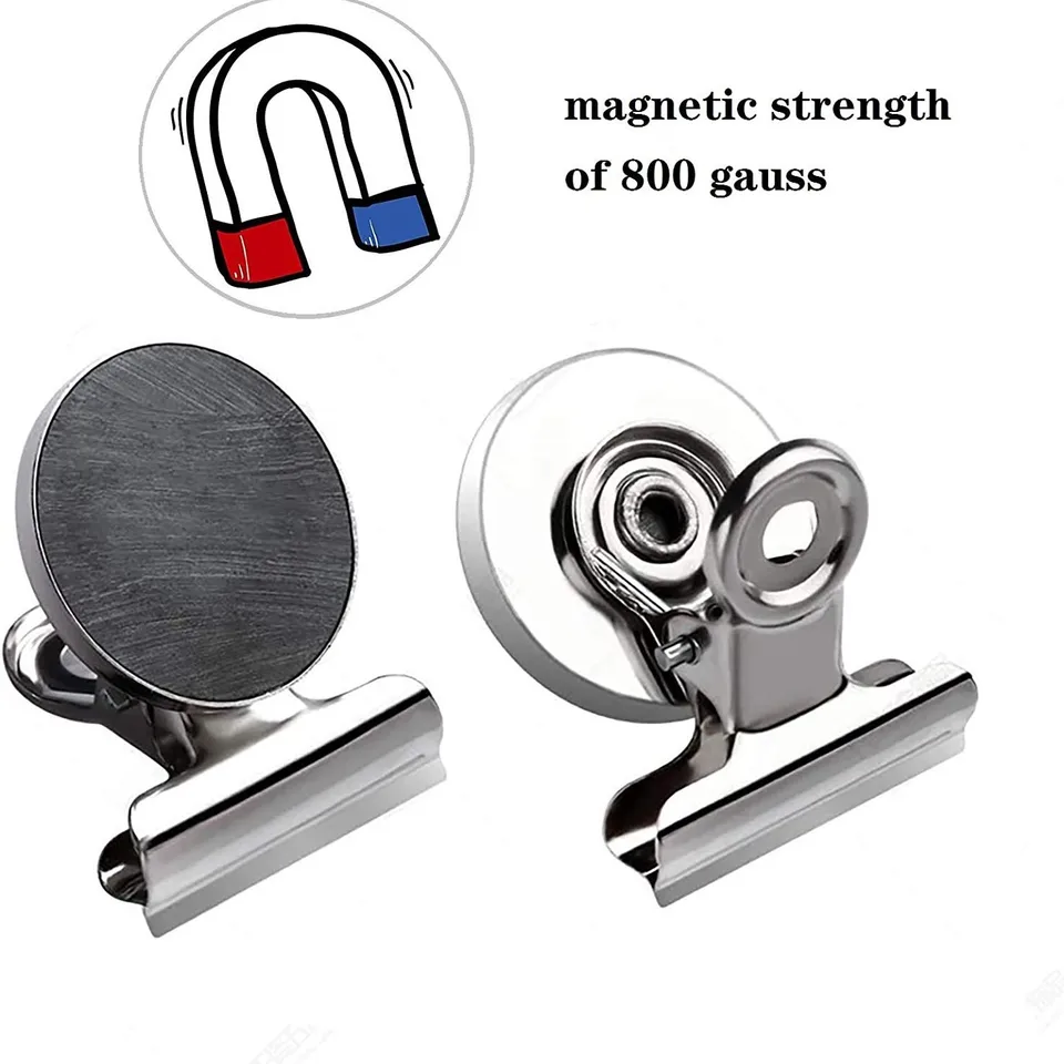 12 Clips Magnéticos, Pinzas De Metal De Papel Imán, Nevera, Pizarra Blanca De Pared, Nevera, Notas Magnéticas, Clips De Fotos, Para Cocina, Aula, Oficina