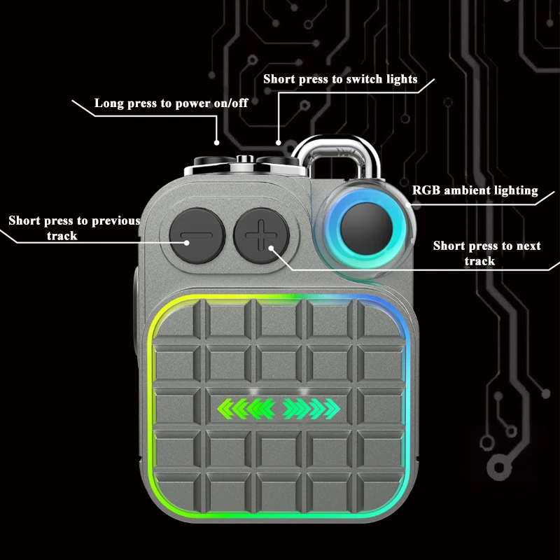 Mini Pocket Bluetooth Speaker Wireless Bluetooth 6.0 Shocking Bass Subwoofer RGB Light Party Loudspeaker Portable MP3 Music Box