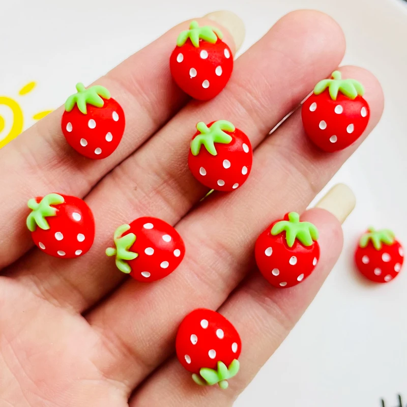 20 Pcs New Lovely Mini Cartoon Simulated Painted Strawberries Resin Scrapbook Diy Jewellery Hairpin Accessories Decorate Craft