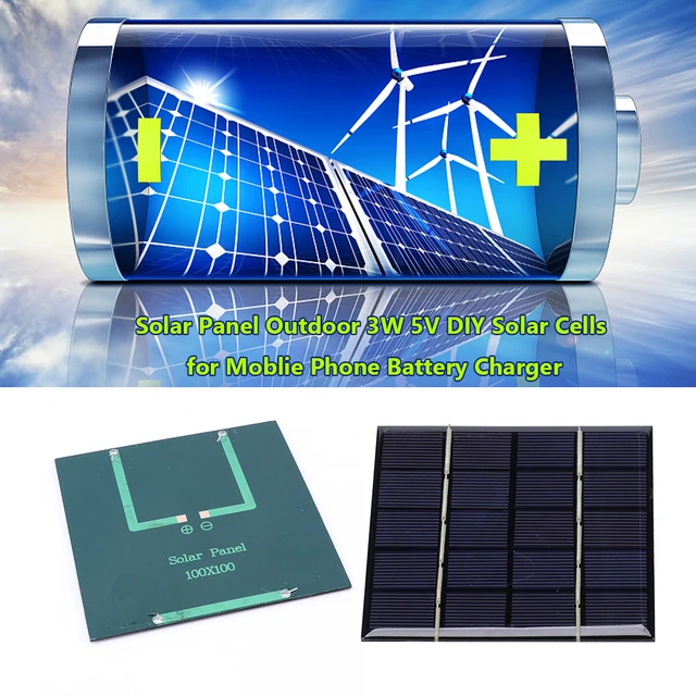 Solar Panel 3W 5V Micro Solar Charging Board Portable Fast Charger Photovoltaic Cell for 3.7V Battery 3-5V Battery/Phone Charger 2