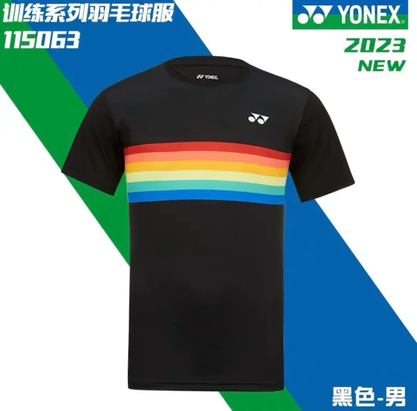 Yonex New Rainbow Badminton Suit for Men and Women Quick-drying Breathable Short-sleeved Tops T-shirts