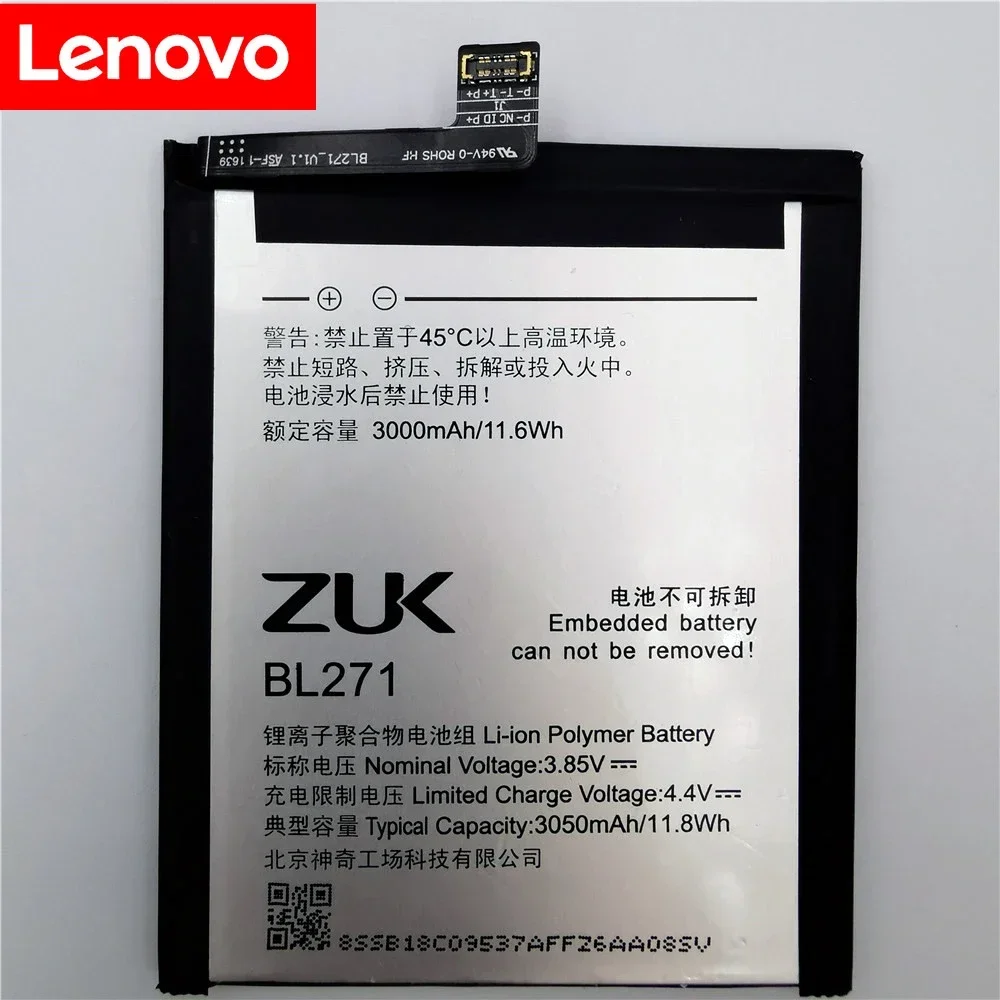 100% Original Battery BL271 For Lenovo Z2 X/ ZUK Edge Z2151 Akku Li-ion 3050mAh Quality Replacement Batteries+Free Tools