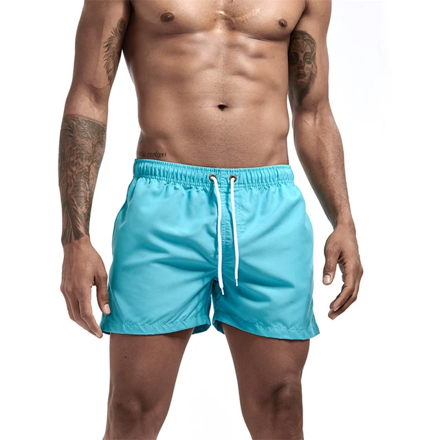 Mens Swim Trunks with Mesh Lining Side Pockets Solid Beach Shorts Quick Dry Lightweight Drawstring Board Shorts Summer Swimwear 5