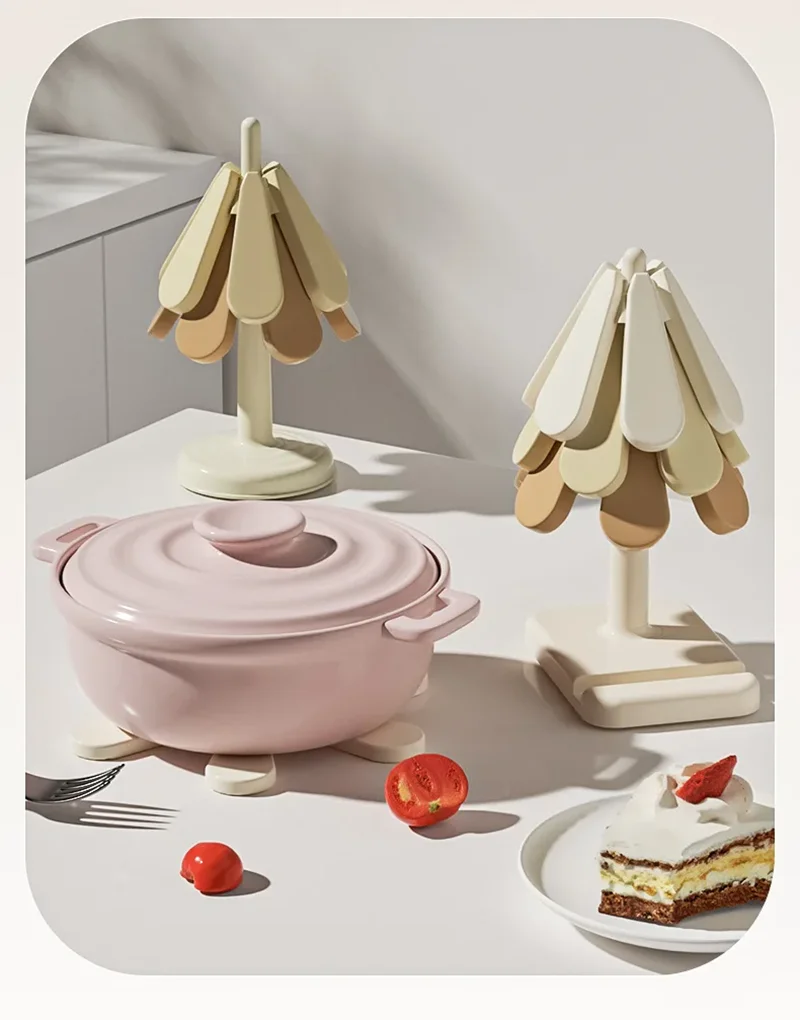 Description Picture 4 of item4pcs Silicone Mat Dishes Insulation Pad Tree Shape Trivet Set Coaster for Teapot Hot Pots Halloween Placemats Table Gift