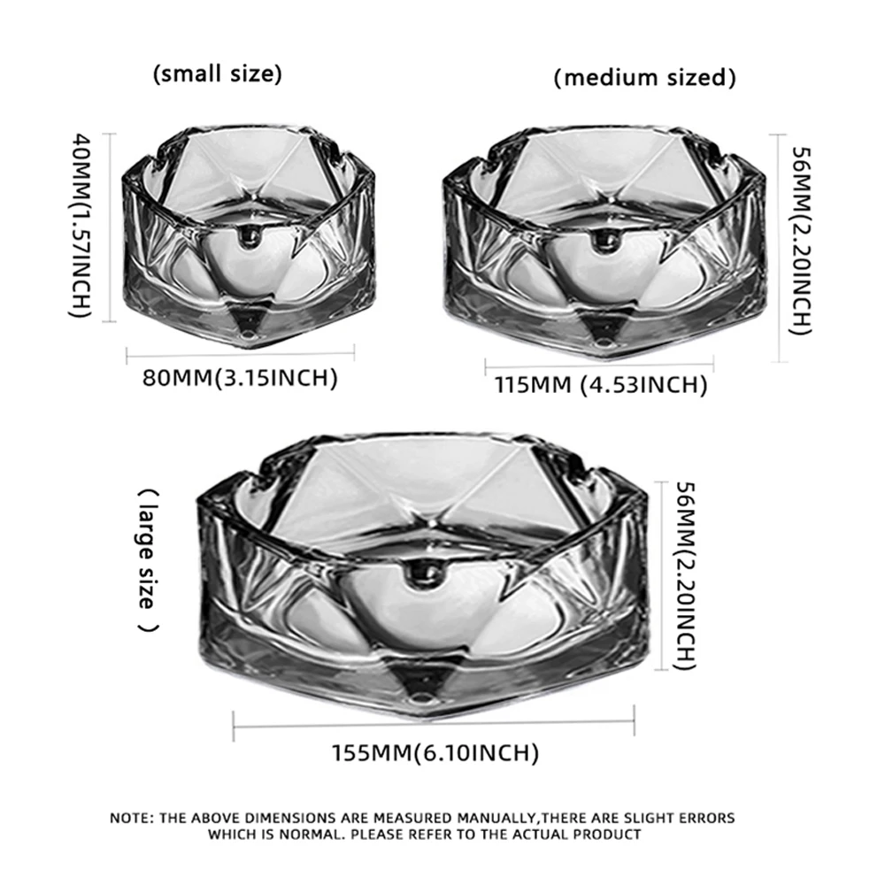 Description Picture 2 of itemBOXI Glass Ashtray for Cigarettes Cigars Home Bar silver Office Decoration Creative Personality Indoor terrace Crystal Ashtray