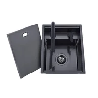 Hidden Bar Island อ่างล้างจานนาโนเมตร SUS 304 ฝาครอบซ่อน Handmade ขนาดเล็กอ่างล้างจานพร้อมถ้วย Rinser 2