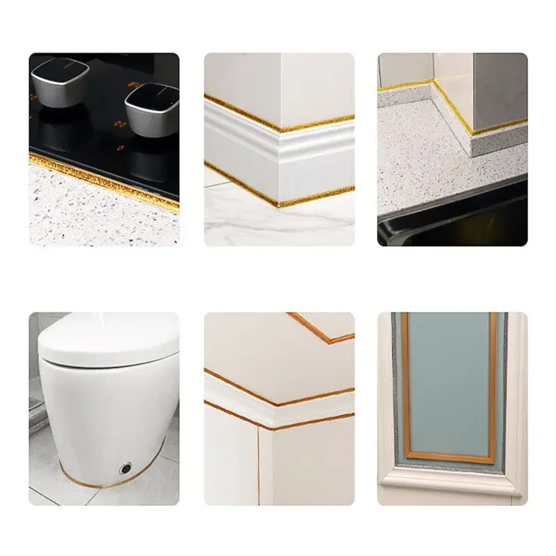 6M Ceramic Tile Gap Tape Kitchen Bathroom Waterproof Beautiful Seam Self-Adhesive Sticker Wall Floor Gap Line Decorative Strip adhesive tapes anti mold waterproof tape
