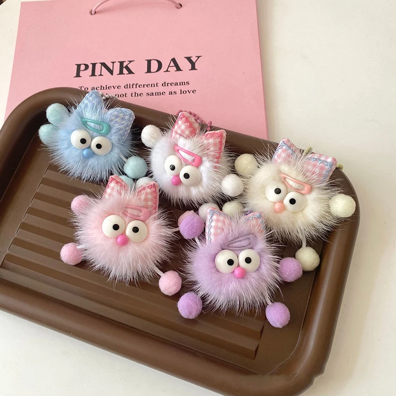 

Innovative And Practical Cartoon Mink Hair Bow Plush Keychain Doll School Bag Pendant Cute DIY Decoration Accessories