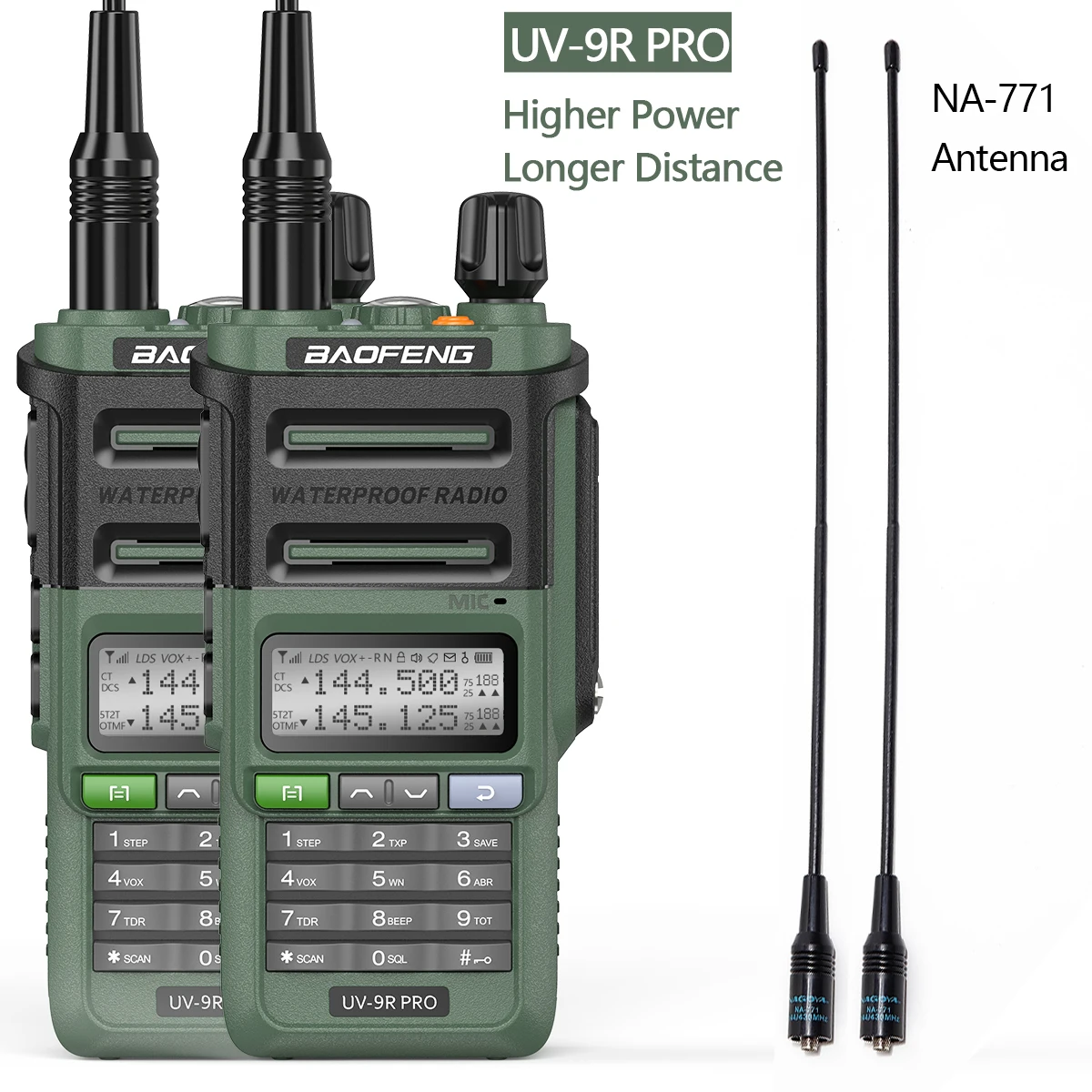 walkie talkie 5km range 2PCS Baofeng UV-9R PRO IP68 Waterproof Dual Band 136-174/400-520MHz Ham Radio Upgraded Of UV9R Walkie Talkie 50KM Range UV-XR best two way radios Walkie Talkie