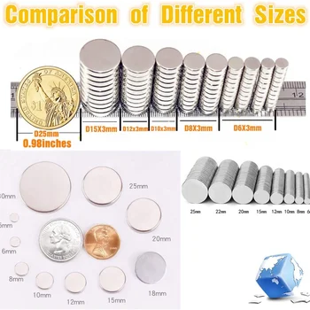 N52 강력한 네오디뮴 자석 영구 이마네스, 소형 원형 자석 디스크 시트, 강력한 NdFeB 희토류 자석, 6x3, 8x3, 10x3, 12x3