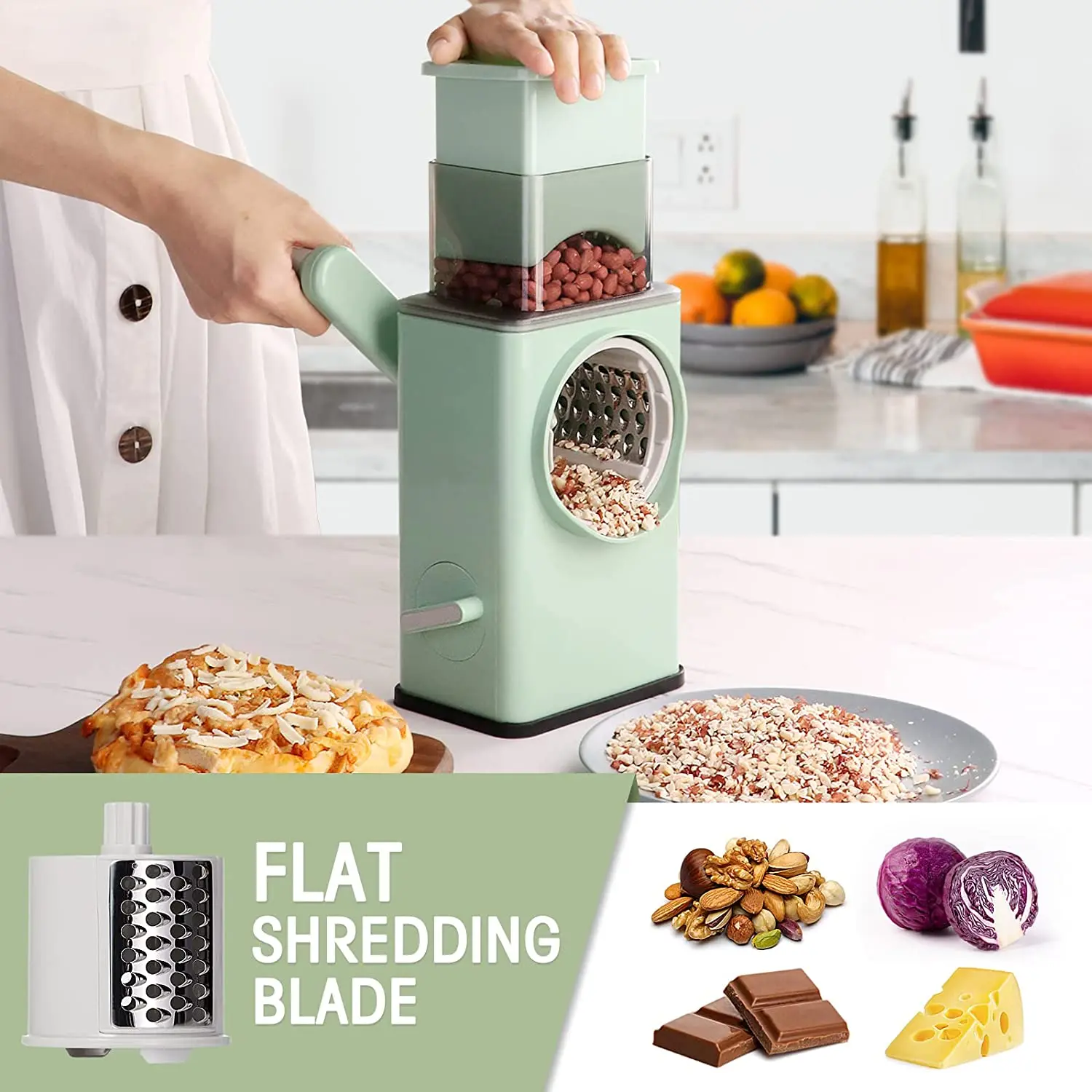 Rotary cheese Grater Shredder with handle 3 in 1 Nut grinder chopper round  Tumbling box Mandoline slicer Vegetables slicers, Red - Yahoo Shopping