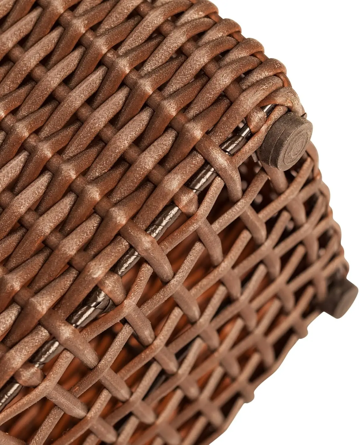 Wicker All-Weather Planter Set with Liners Tall Plant Decor Box for Outdoors Patio Herb Garden Furnishings - Mocha - Pack of 2