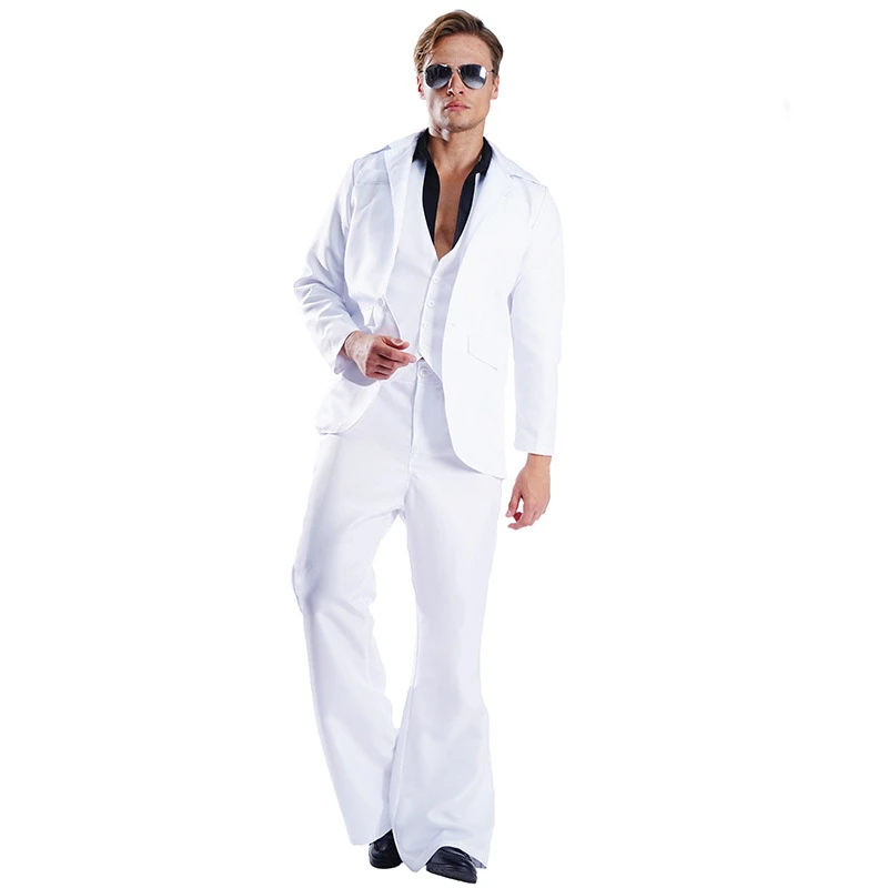 

Man 80s Retro Hippies Disco Costumes Cosplay Adults Night Club Hippies Dance Stagewear Outfits Halloween Party Dress Up For Men