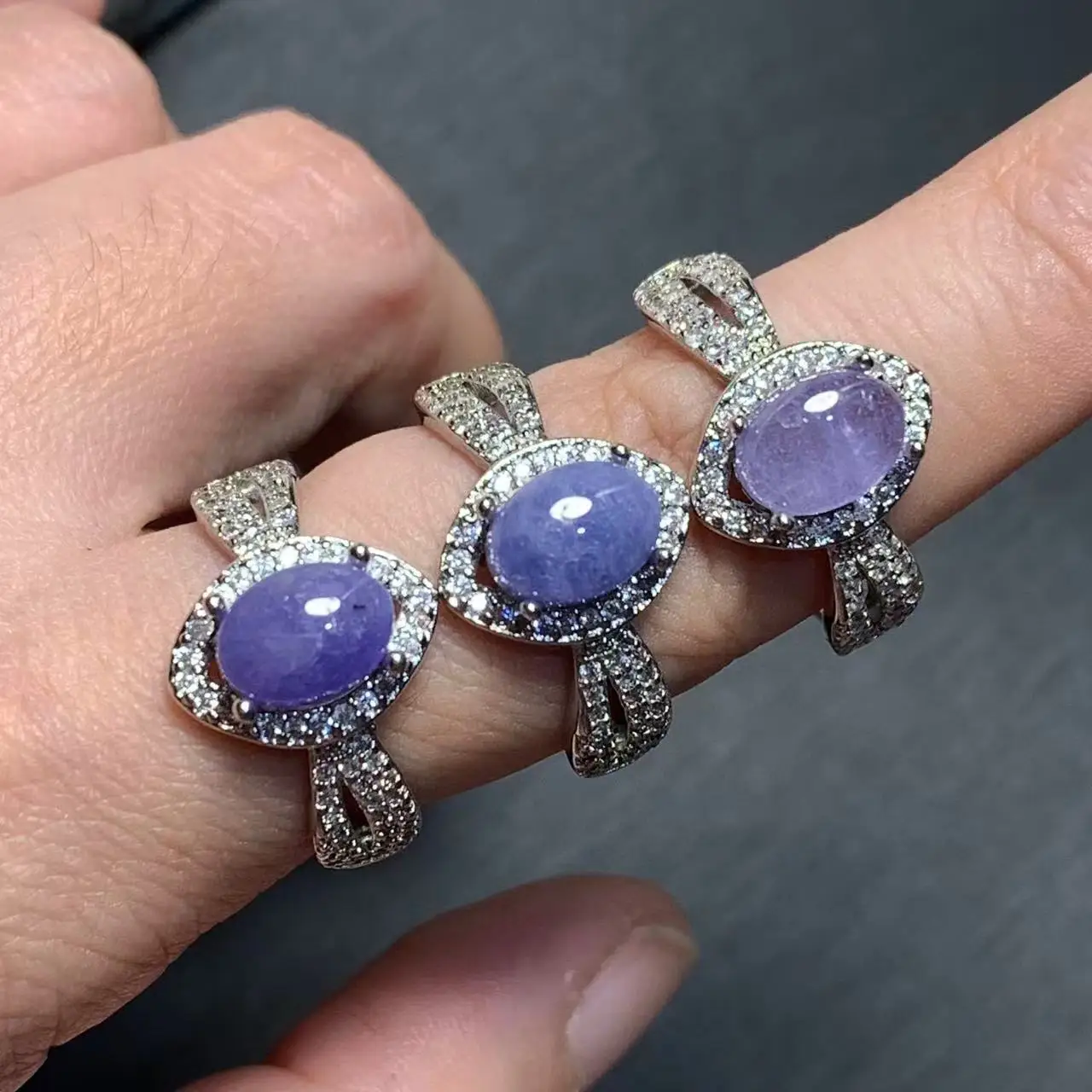 LUXUTY  Natural Tanzanite Ring Female Ring Jewelry for Women Gift Wholesale High Quality Vintage Fine