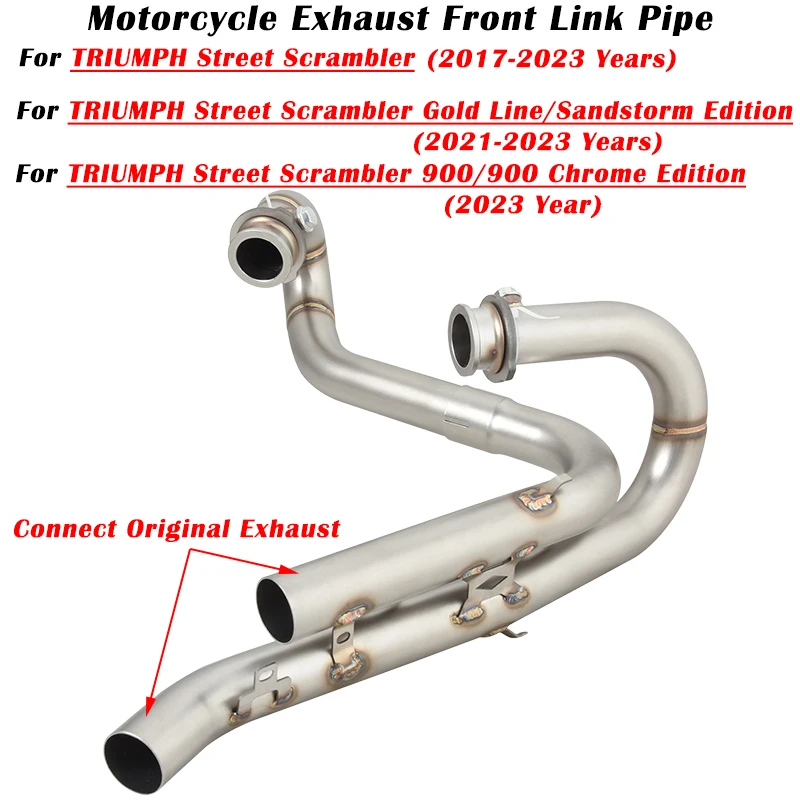 Per Triumph Street Scrambler Gold Line Sandstorm Edition 900 Chrome Edition 2017 - 2023 Scarico Moto Tubo Anteriore Modificato