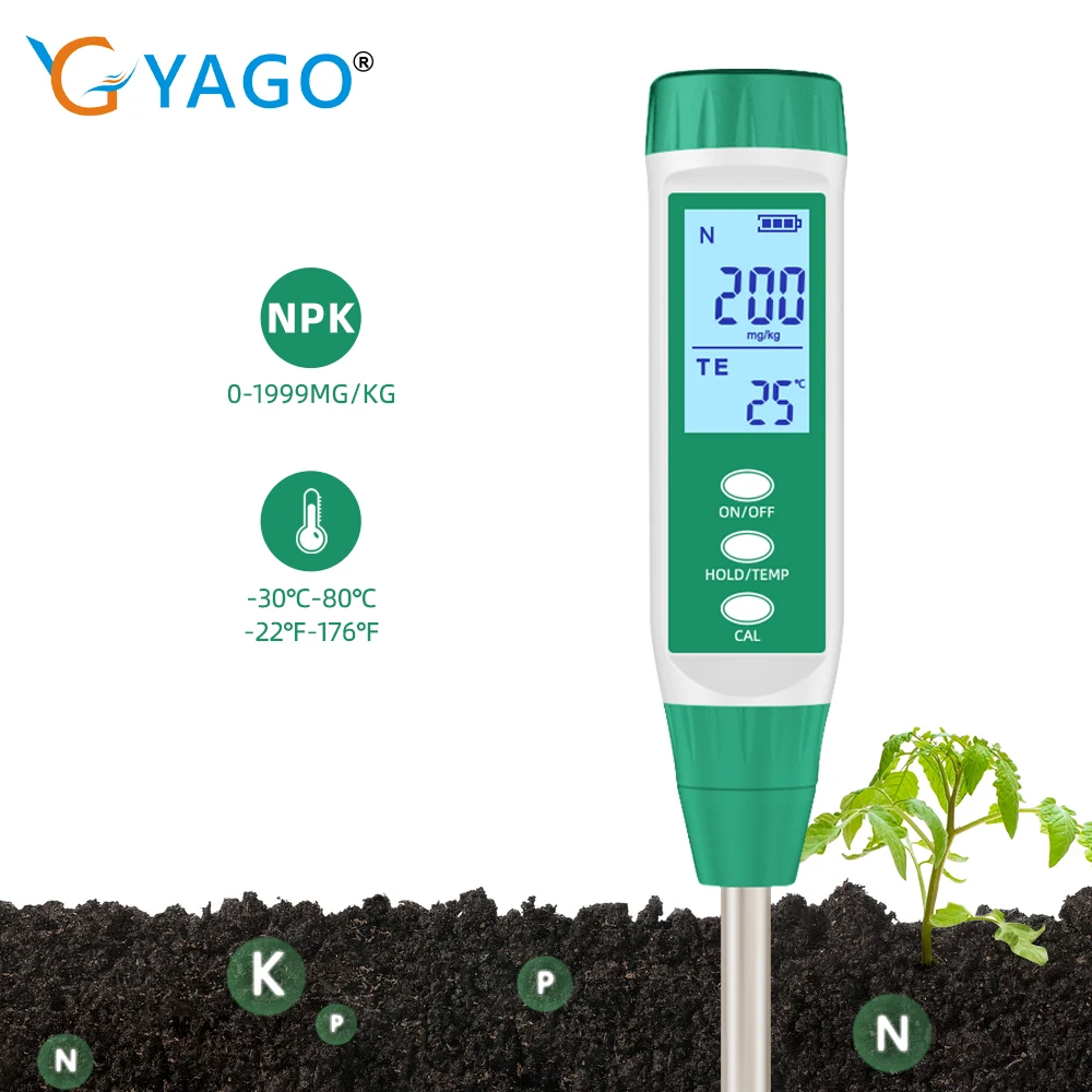 Digital Soil NPK Meter Quick-acting Nitrogen/Phosphorus/Potassium Nutrient Analyzer Fertility Tester for Gardening Agriculture