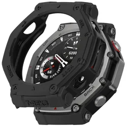 Durable TPU Silicone Smartwatch Protective Case - Soft Bumper Protector Shell - Amazfit T - rex 3 Pro (Black)