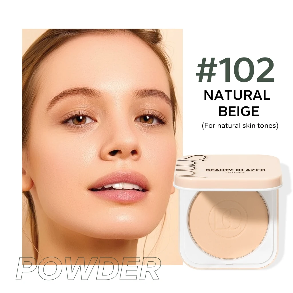 thumbnail image 1 of Polvos faciales Beauty Glazed con control de aceite durante 24 horas, mate, impecables, cobertura total, duraderos, suaves, resistentes al agua, con espejo y borla, 1 of 5