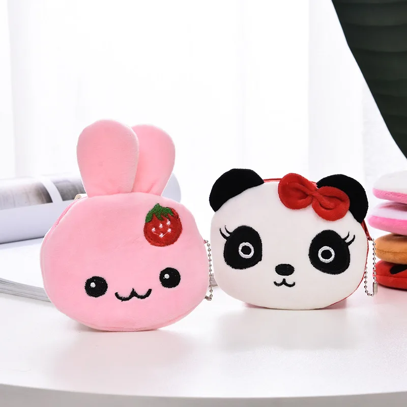 1 Pcs cute plush purse for coins pencil toys bag cartoon women coin purse mini fruit bag for USB key wallet plush coin purse