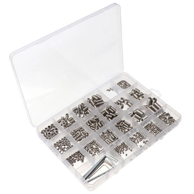 

660Pcs Boxed 304 Stainless Steel Hexagon Socket Set Screw With Flat End + 6Pcs Wrench Set