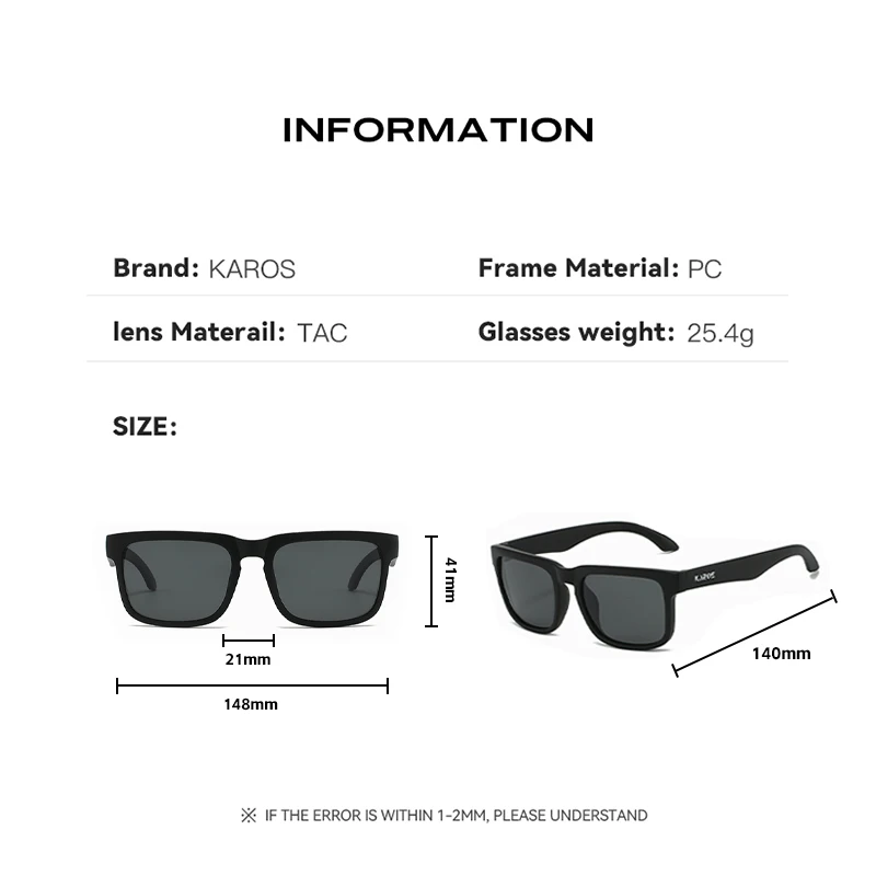 KAROS Polarisierte Sonnenbrille mit UV400-Gläsern, Vintage-Design für Damen und Herren, hervorragend für den täglichen Gebrauch, leichte Outdoor-Aktivitäten – Detail 9