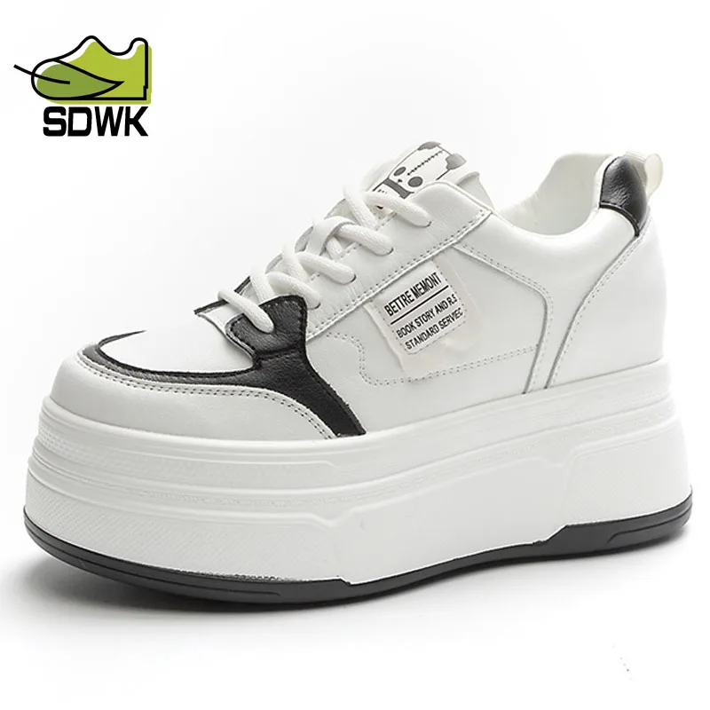 

SDWK 9cm Thick-soled Sneakers Female Retro Platform Shoes Casual Comfortable Breathable Increased White Shoes Femme Zapatos