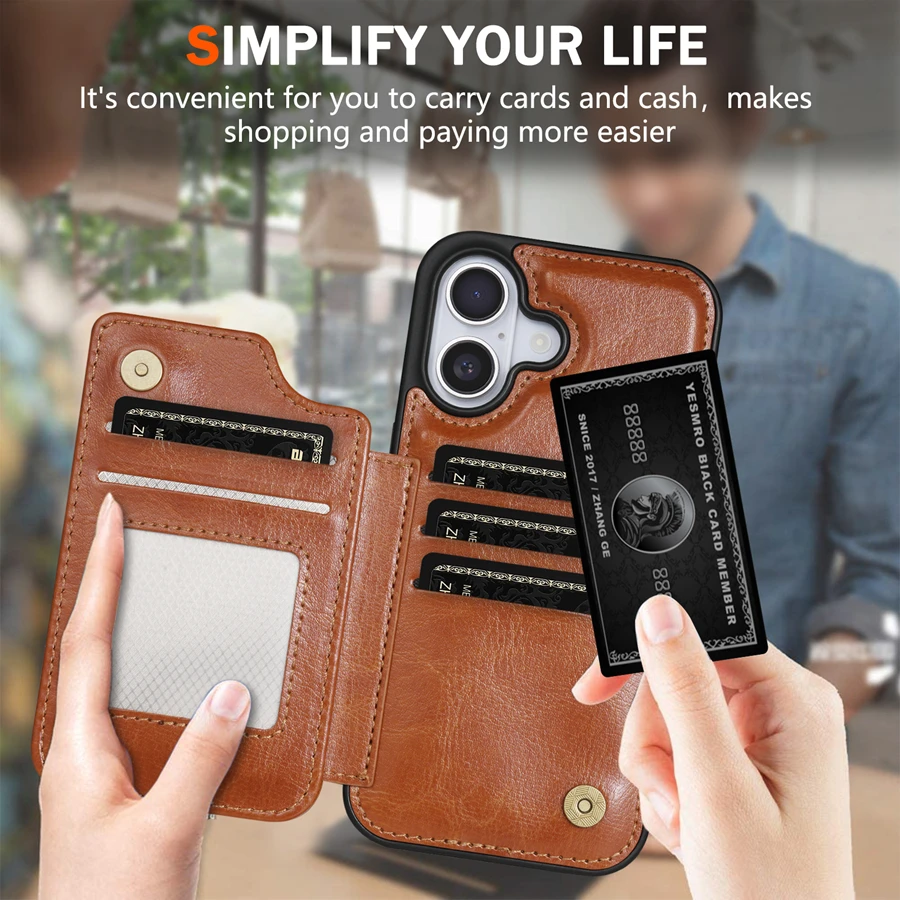 RFID Blocking Leather Wallet with Anti-Theft Magnetic Case and Card Holder